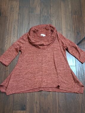 New Directions Rust Cowl-Neck A-line Sweater size Large